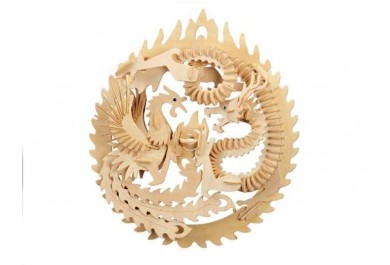 Woodcraft dřevěné 3D puzzle - skládačka Fénix a drak, 39 cm