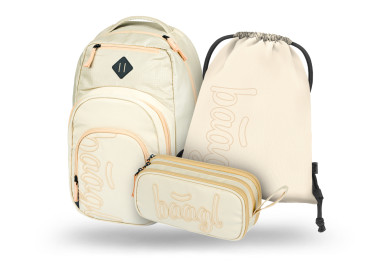 BAAGL 3 SET Coolmate Beige: batoh, penál, sáček