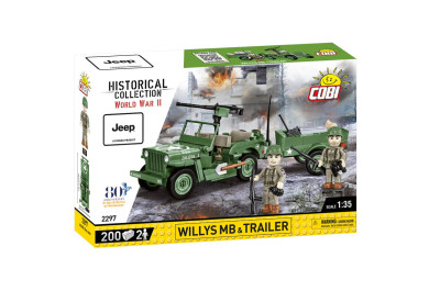 Cobi 2297 II WW Willys MB s přívěsem D-DAY, 1:35, 200 kostek