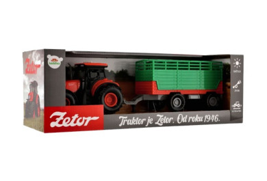 Traktor zetor s vlečkou se světlem a zvukem, 39x13x13cm