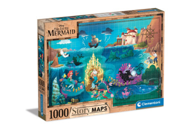 Clementoni Puzzle Disney Mapa, Malá mořská víla, 1000 dílků 