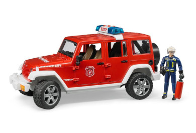 Bruder 2528 Červený požární vůz Jeep Wrangler s figurkou hasiče