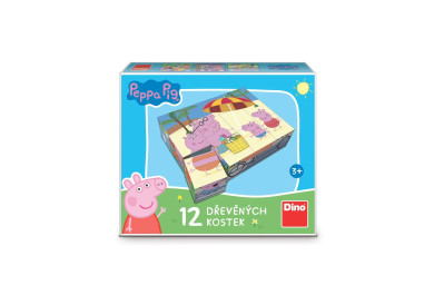 Dino Dřevěné licenční kostky Peppa Pig, 12 kostek