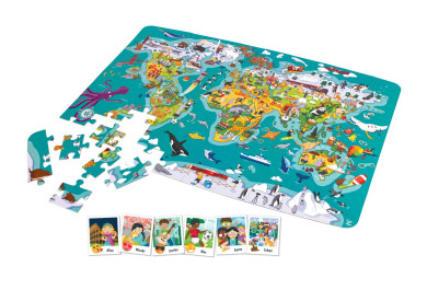 Hape Puzzle Mapa světa 2v1, 105 dílků